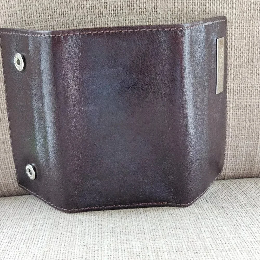FENDI Keychain Brown Leather 6 Rings Keys Holder Keys Fob Bag Made in Italy